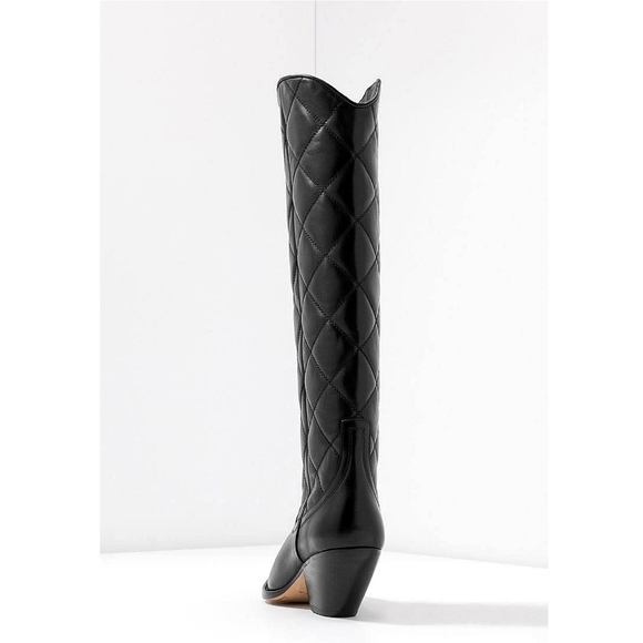 Sister X Soeur Free People Zeta Quilted Tall Leather Cowboy Boots - Picture 13 of 15